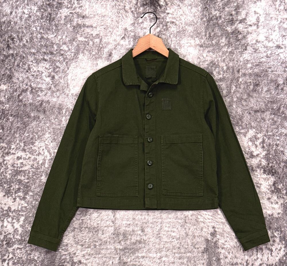 TOPO Design Dirt Jacket XS Womens Green Canvas Cargo Pocket Chore